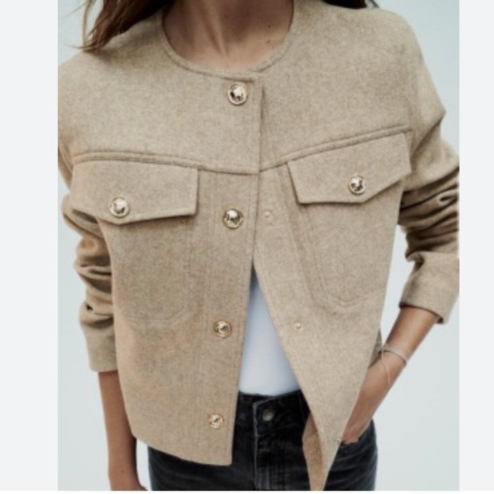 ZARA Soft Short Jacket – Tailored Minimal Luxe - Size L - NEW‎ ✨🍂